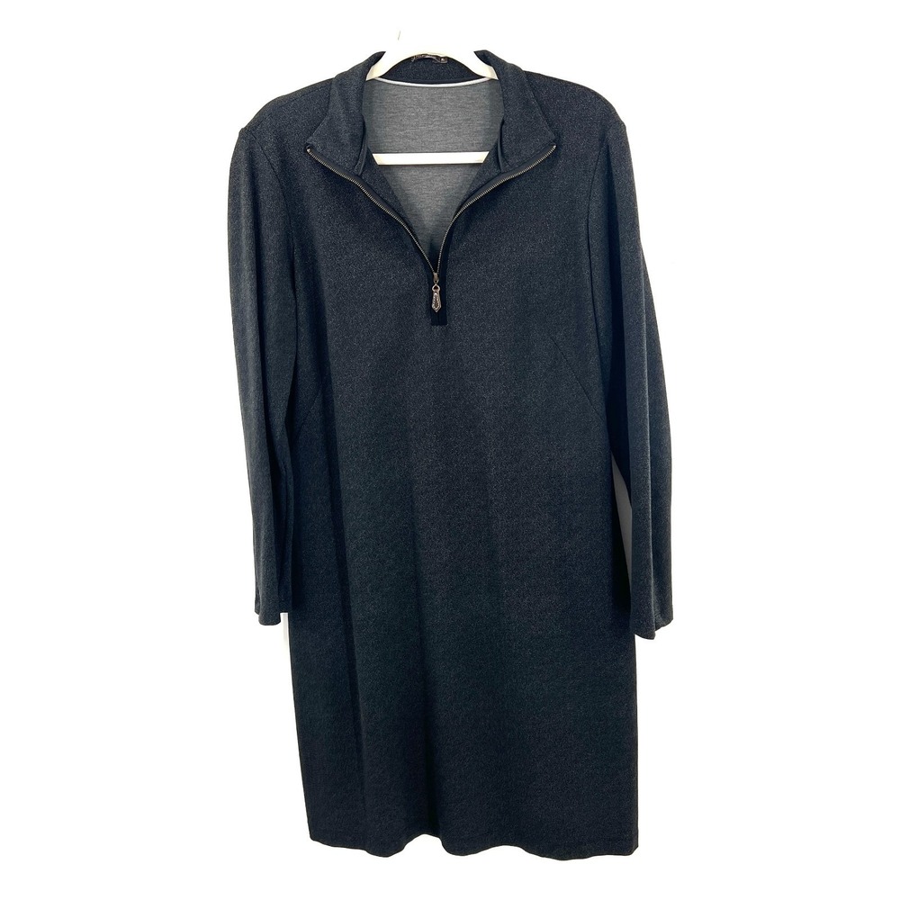 J. Mclaughlin 1/4 zip speckled black long sleeve scuba dress sheath preppy XL - Picture 4 of 13